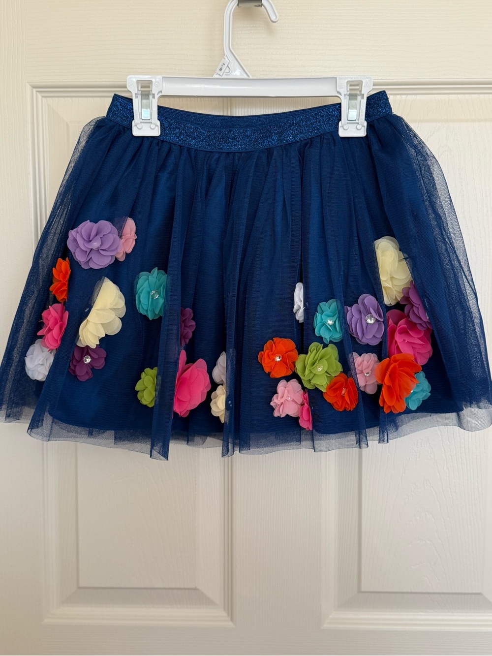 Girls The Children’s Place Navy Tulle Skirt w/ 3D Floral Appliqué Size 10 - Picture 3 of 9